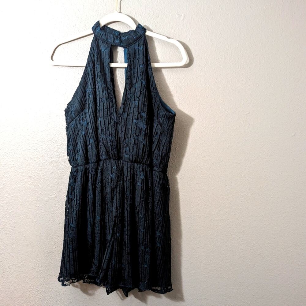 Charlotte Russe Lace Romper emerald Green
